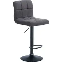 CLP Tabouret de bar Calma en tissu, pivotant à 360° et réglable en hauteur, gris clair, piètement noir