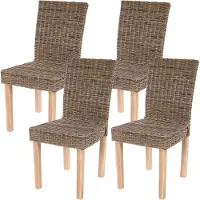 Mendler lot de 4 chaises de salle à manger Littau, chaise en osier Chaise de cuisine, rotin Kubu