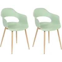 Beliani Lot de 2 chaises de salle à manger vert clair matériau synthétique pieds fins design décoratif meubles de salle à manger