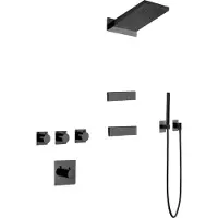 Mexen Fall ensemble de douche encastré, noir - 7602-04-70