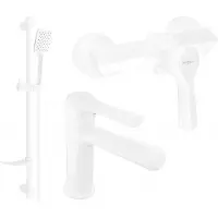 Mexen Saber DF62 Ensemble de mitigeurs de lavabo et de douche avec accessoires, blanc (72104DF62-20)