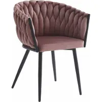 Leobert Chaise Valora ORION en velours rose foncé, pieds noirs (1 pièce) | Chaise rose foncé avec pieds noirs audacieux