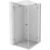 Mexen Lunar-F cabine de douche pliante gauche 80 x 80 cm, transparent, cuivre brossé- 836-080-080-65-00-L