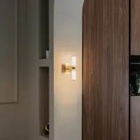 QAZQA Applique murale de salle de bain intelligente dorée IP44 2 lumières avec Zigbee G9 - Bath