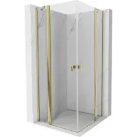 Mexen Mist Duo cabine de douche à charnière 100 x 100 cm, transparent, or - 8A4-100-100-50-00