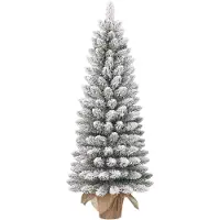 Black Box Trees Gerlos Arbre de Noël artificiel étroit en jute - H120 x Ø51 cm - Vert Frosted