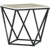 Beliani Table basse glamour 50 x 50 cm en métal noir effet marbre beige