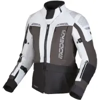 Modeka Hydron, veste textile imperméable pour femmes ,Gris Clair/Gris Foncé/Noir ,44