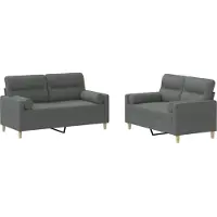 vidaXL Ensemble de canapés 2 pièces avec coussins Tissu gris foncé