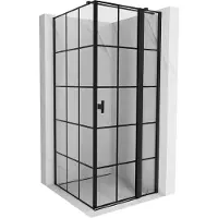 Mexen Mist T cabine de douche pivotante droite 90 x 90 cm, grille noire, noir - 8A4T-090-090-70-77-P