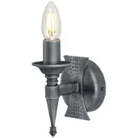 Elstead Lighting Applique murale Saxon, noir et patine argentée, 1xE14x60W, métal, dimensions : 17x10x12,5 cm, IP20, Elstead