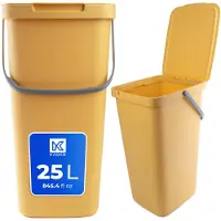 Kadax Poubelle avec couvercle et poignée, Poubelle en plastique, Poubelle pour le tri des déchets (jaune, 25L)