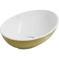 Mexen Elza lavabo pour plan de travail 40 x 33 cm, décor blanc/doré (21014008)