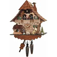 Engstler - 496_QMT - Coucou - Quartz - Noyer - avec musique avec couple de danse - 34 cm