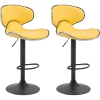 CLP Lot de 2 tabourets de bar Las Vegas V2 en similicuir avec repose-pieds jaune, structure noire