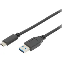 Digitus AK-300146-010-S câble USB 1 m USB 2.0 USB C USB A Noir