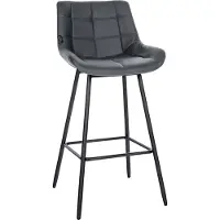 CLP Tabouret de bar Weston avec structure métallique et repose-pieds I Velours ou similicuir gris Matériau : similicuir