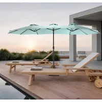 OKWISH Parasol de Jardin Rectangulaire Double Face - Grand Parasol avec Manivelle et Structure en Acier - Toile Polyester 453x267 cm - Vert Clair