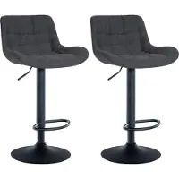 CLP - Ensemble de 2 tabourets Tover, pivotants à 360° et réglables en hauteur | Couleur : noir | Matériau : tissu