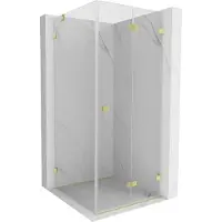Mexen Cabine de douche pliante droite Lunar-F 90 x 90 cm, transparente, or brossé - 836-090-090-55-00-P