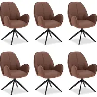 Homestyle4u Chaise de Salle à Manger Lot de 6 Moderne Bouclé Cuir Marron Design Chaises de Cuisine Chaises pas Cher Fauteuils Rembourrée