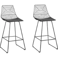 Beliani Jeu de 2 chaises de bar en métal noir, structure en acier, assise en faux cuir, salle à manger