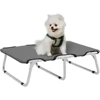 PawHut lit surélevé pour chien, lit d'extérieur pour animaux domestiques, lit pour petit chien jusqu'à 10 kg, Oxford, gris 71 x 58 x 20 cm