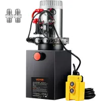 Vevor Pompe Hydraulique DC 12 V 9,5 L Groupe Hydraulique Double Effet Débit d'Huile 3,44 L/min Max Pression de Décharge 22 MPa pour Camion à Benne Basculante Nacelle Élévatrice Remorque Levage Bennage