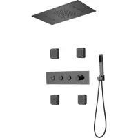 Mexen Soler ensemble de douche encastré, noir - 7601-04-70