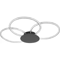 Osram Decor Aura plafonnier en polycarbonate courbé avec LED et design filament, 21 W, 2200 lm, 3000 K, 830 blanc chaud, click dimmable, gris foncé, plastique (PC), IP20