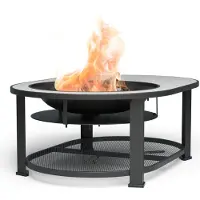 Blumfeldt Merano Circolo L Brasero Exterieur - 3-en-1 Brasero, Barbecue & Table, Plateau Terrazzo, Cadre Acier Robuste, Pare-Étincelles, Grille & Tisonnier Inclus, Idéal Jardin & Terrasse