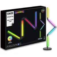 OEM Lampadaire de sol/mur LED RGB-IC intelligent Calex Gaming, Wi-Fi, Bluetooth, 12W, dimmable, lumière blanche et colorée, 140 cm, compatible Google Assistant et Alexa, Classe énergétique F