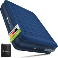 Juskys Lit à air autogonflant Sapri L - Bleu - 197 x 154 x 45 cm - Sac de rangement inclus