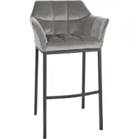 CLP Tabouret de bar Damaso, revêtement en velours, piètement à quatre pieds en métal, charge maximale de 240 kg, couleur du piètement : noir