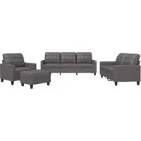 vidaXL Ensemble de canapés 4 pièces avec coussins Gris Similicuir