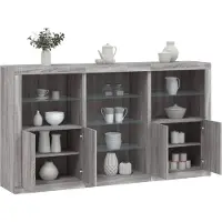 vidaXL Sideboard avec lampes LED Gris Sonoma 181,5x37x100 cm