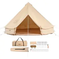 Vevor Tente Cloche en Toile 5 m Tente de Yourte 4 Saisons Tente de Camping Familial avec Trou de Poêle à Bois