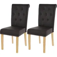 Mendler Lot De 2 Chaises De Salle À Manger Chesterfield Ii Av Rivets Similicuir Brun Foncé, Pieds Clairs