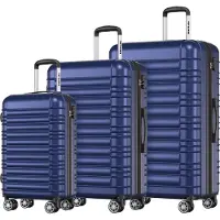TRVLMORE Set de valises - 3 pièces - 38L (bagage à main) + 70L + 110L - Bleu foncé