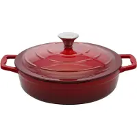 ELO Stahlwaren ELO Poêle de service rouge cerise en fonte ronde robuste induction rouge 28 cm