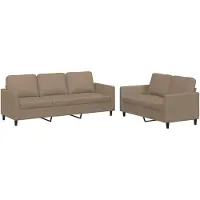 vidaXL Ensemble de canapés 2 pièces avec coussins Cappuccino-Brun Similicuir