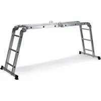 Hjh OFFICE Échelle multifonctions SOLID W3 aluminium inclut plateform en acier argent