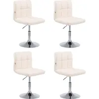 CLP Lot de 4 chaises longues Palma V2 en similicuir, réglables en hauteur et pivotantes. Couleur crème