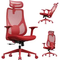 Sense7 Moyo : chaise de bureau ergonomique, rouge, accoudoirs 3D, dossier en résille, soutien lombaire, fauteuil de direction, chaise pour PC, bureau à domicile, charge maximale 150 kg