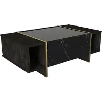 Vente-unique Table Basse Fixe Effet Bois Noir