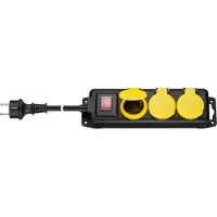 Goobay Prise de courant à 3 voies 3 680 W pour une utilisation en extérieur - Noir