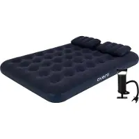 Avenli 24032 : Matelas gonflable avec pompe manuelle, 2 coussins, 191 x 137 x 22 cm, bleu
