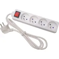 Velleman Prise 4 Voies Avec Interrupteur - Câble 1,5 M - Blanc - Prise Française