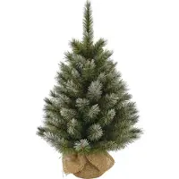 Triumph tree Pittsburgh Arbre de Noël artificiel dans un sac en jute - H60 x Ø38 cm - Vert givré