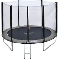 Happy Garden Pack Premium Trampoline 245cm Réversible Gris / Rose Canberra + Filet, Échelle, Bâche Et Kit D'ancrage
